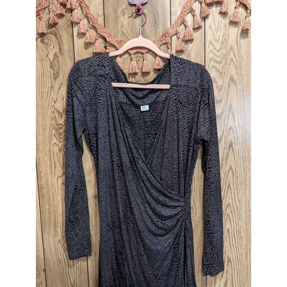 Three Dots Leopard Wrap Dress